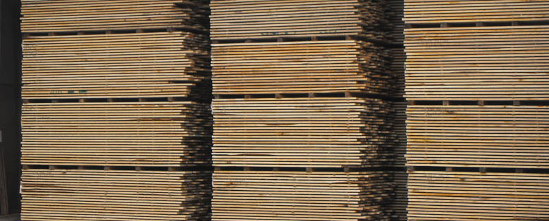 Stacked and sorted lumber